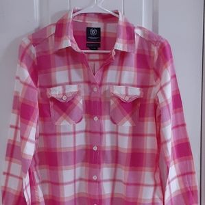 American Eagle Outfitters Pink Plaid Button Down Shirt